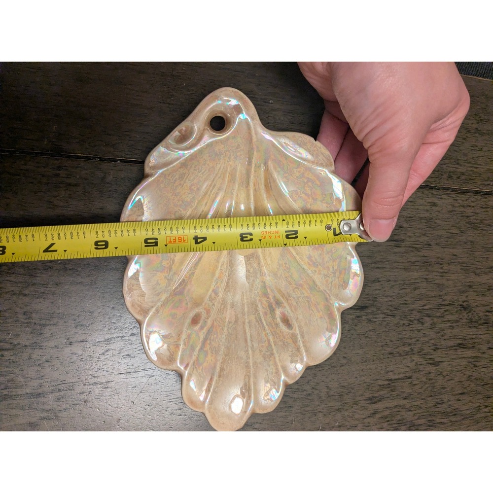 Vintage Iridescent Ceramic Scalloped Shell Dish Pearlescent Trinket Tray Pink - Picture 6 of 6